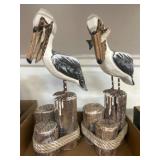 Painted Wooden Pelican Figurines