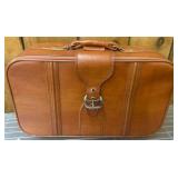Brown Faux Leather Hard-Shell Suitcase