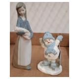 Lladrï¿½ Figurine and Porcelain Snowman Display