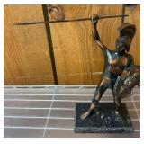 Bronze-Tone Spartan Warrior Statue on Base