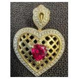 Heart-Shaped Sterling Silver Pendant with Stones