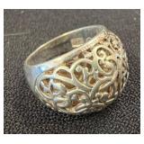 Sterling Silver Filigree Ring, Size 8