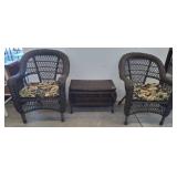 Wicker Chair Set With Cushions and Table