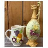 Decorative Pitcher and Floral Ceramic Ewer