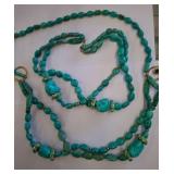 Turquoise Beaded Necklaces, Gold-Tone Accents