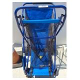 Folding Blue Metal and Mesh Utility Cart