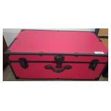 Red Storage Trunk with Black Metal Trim