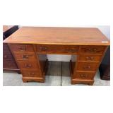 Oak Veneer Kneehole Desk with Drawers