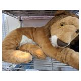 Plush Lion Toy with Brown Mane and Yellow Eyes