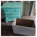 Painted Wood Side Table and Storage Box