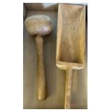Wooden Mallet and Scoop Utensils
