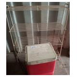 Metal Wire Rack and Red Cooler