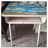 Painted Metl School Desk with Storage Shelf