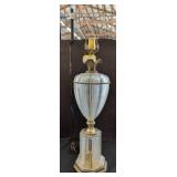 Pressed Glass and Brass Table Lamp