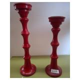 Red Wooden Candle Holders