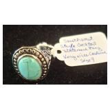 Turquoise and Silver-Tone Statement Ring, Size 9