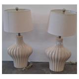 Ceramic Ribbed Table Lamps with Shades