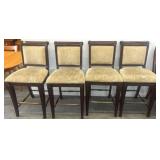 Four Wood-Framed Upholstered Bar Stools