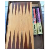 Wood Backgammon Set with Tenzis and Game Accessori