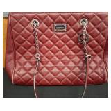 Calvin Klein Quilted Red Tote Bag with Chain Strap