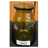 Green Glass Vase with Flared Rim