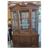 Wood China Hutch with Glass Doors and Drawers