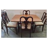Wood Dining Table with Upholstered Chairs