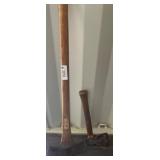 Two Wood-Handled Axes with Steel Blades c4