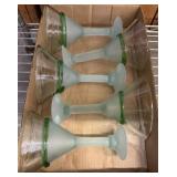 Green-Rim Frosted Stem Martini Glasses