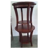 2 Two-Tier Wooden Side Tables with Round Shelves