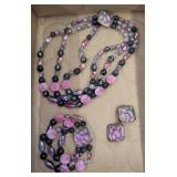 Glass Bead Necklace, Bracelet, and Earring Set