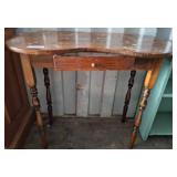 Wood Kidney-Shaped Side Table with Drawer