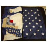 Quilted Blanket and American Flag Pillowcase
