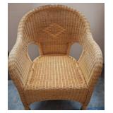 Woven Wicker Armchair with Curved Backrest