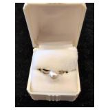 Gold Ring with White Pearl Accent