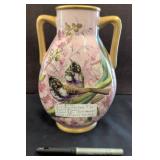 Two-Handled Ceramic Vase with Bird Motif