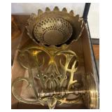 Brass Decor Including Holder, Bowl, and Plate