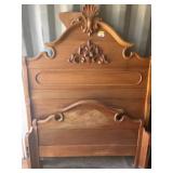 Wooden Headboard and Footboard with Carvings c14