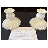 Fenton Silver Crest Milk Glass Candlesticks