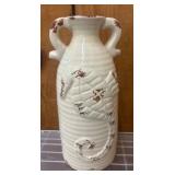 Cream Ceramic Vase with Seahorse Motif