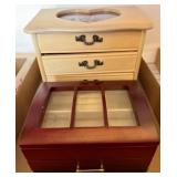 Two Wooden Jewelry Boxes with Compartments