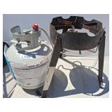 Propane Tank and Metal Burner Stand