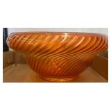Carnival Glass Bowl with Swirled Pattern