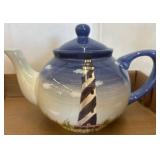 Handpainted Lefton Teapot with Lighthouse Design