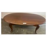 Oval Wooden Coffee Table with Cabriole Legs