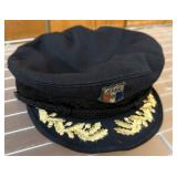 Black Naval-Style Cap with Gold Embroidery