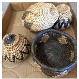 Woven Native-Style Lidded Baskets