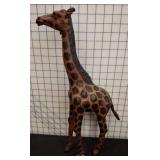 Carved Leather Giraffe Figure, 19" Tall