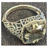 Sterling Silver 925 Filigree Ring with Stone