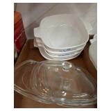 CorningWare Dishes With Glass Lids, Blue Pattern